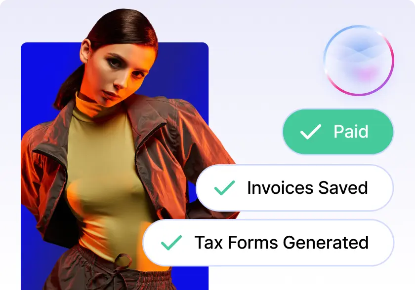 illustration of Upfluence's automatic mass payment feature, with worldwide compliance in all currencies